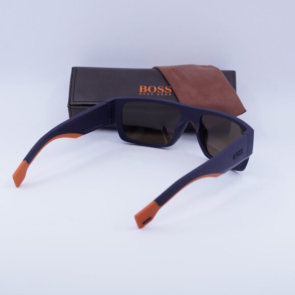 Hugo BOSS 1498/S 0LOX ZV Rectangle Sunglasses - Matte Blue/Silver - Picture 5 of 10